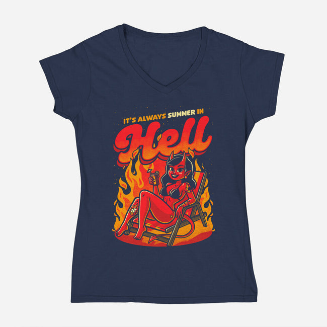 Summer Pinup Devil-Womens-V-Neck-Tee-Studio Mootant