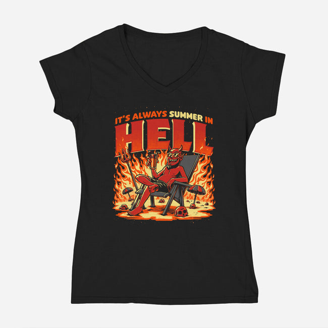 Summer In Hell-Womens-V-Neck-Tee-Studio Mootant