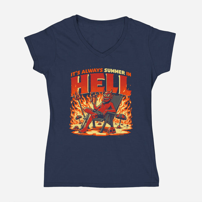 Summer In Hell-Womens-V-Neck-Tee-Studio Mootant