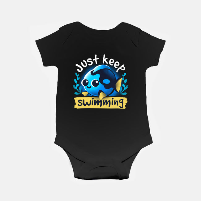 Cute Just Keep Swimming-Baby-Basic-Onesie-NemiMakeit