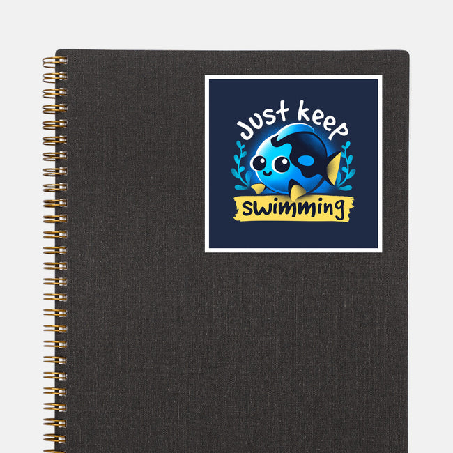 Cute Just Keep Swimming-None-Glossy-Sticker-NemiMakeit