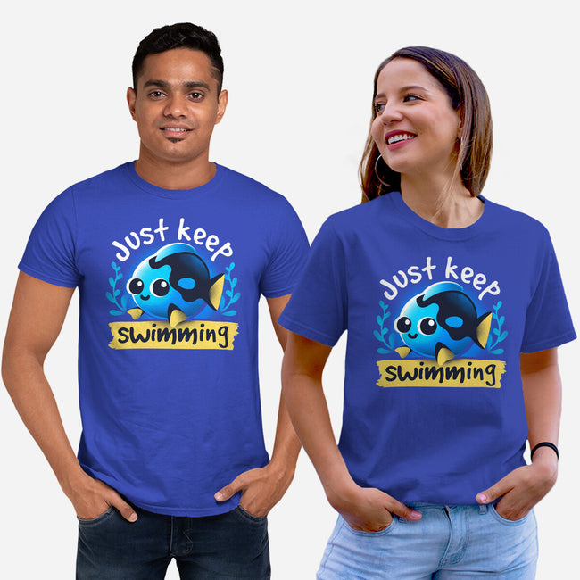 Cute Just Keep Swimming-Unisex-Basic-Tee-NemiMakeit