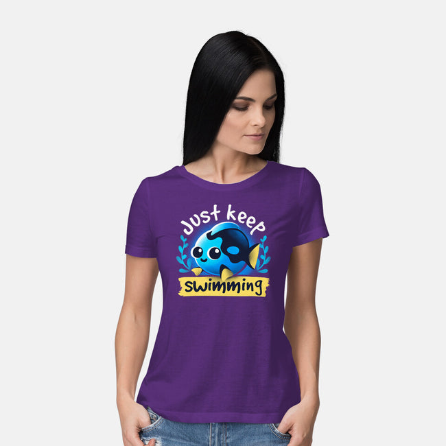 Cute Just Keep Swimming-Womens-Basic-Tee-NemiMakeit