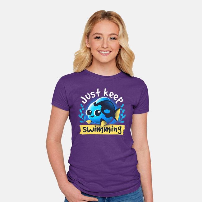 Cute Just Keep Swimming-Womens-Fitted-Tee-NemiMakeit