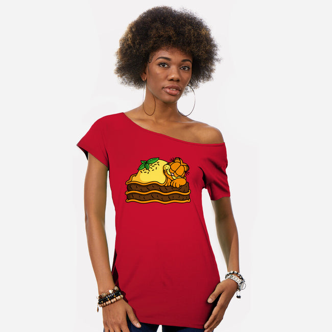 Lasagnap-Womens-Off Shoulder-Tee-Raffiti