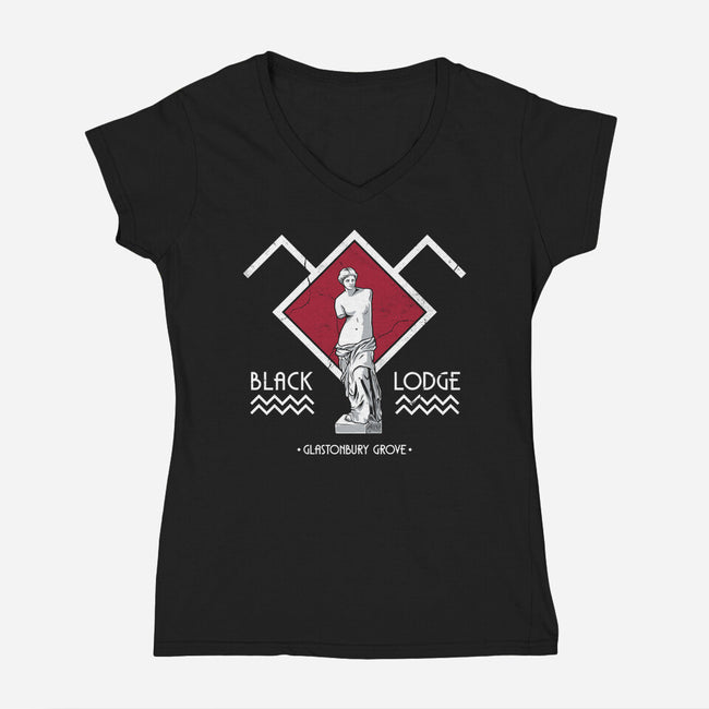 Black Lodge-Womens-V-Neck-Tee-Nemons