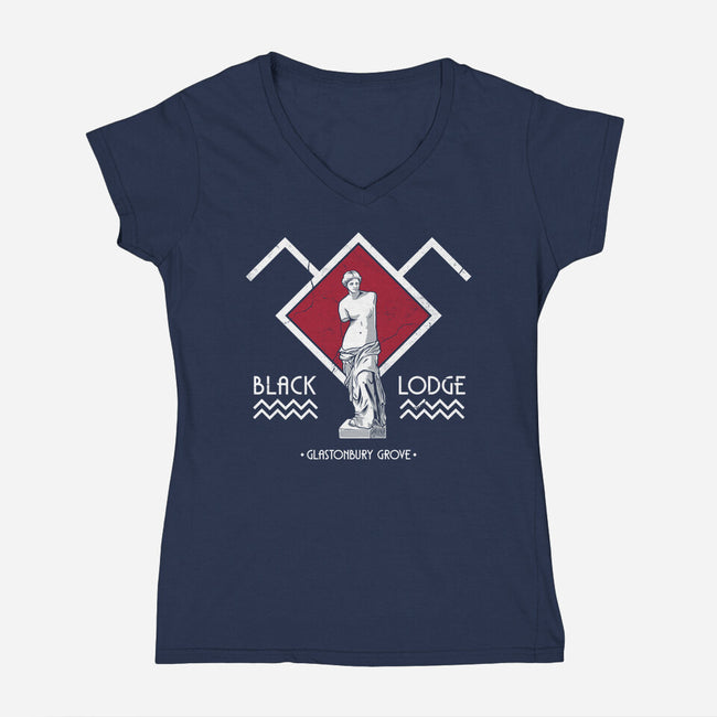 Black Lodge-Womens-V-Neck-Tee-Nemons