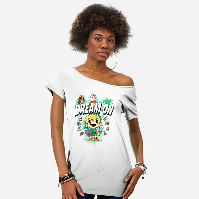 Awakening Retro Cartoon-Womens-Off Shoulder-Tee-Donnie