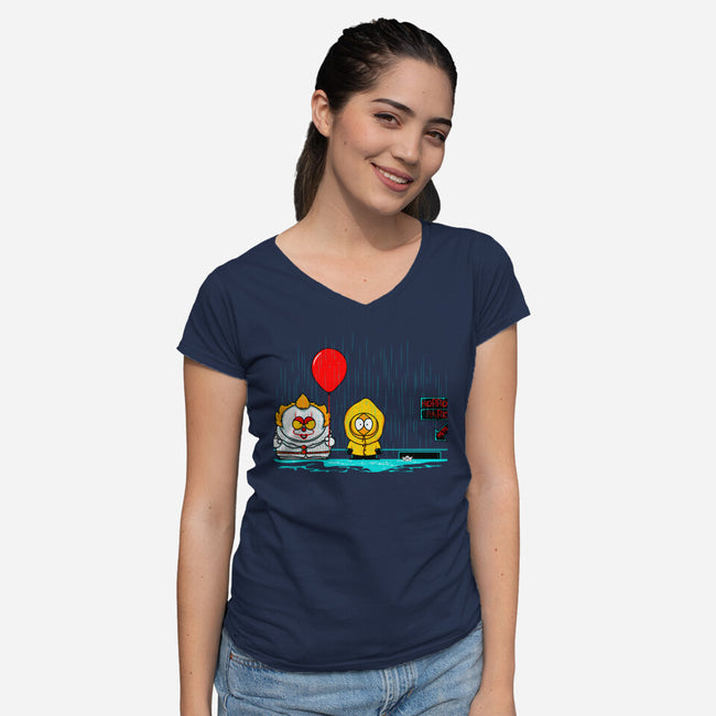 Horror Park-Womens-V-Neck-Tee-Donnie