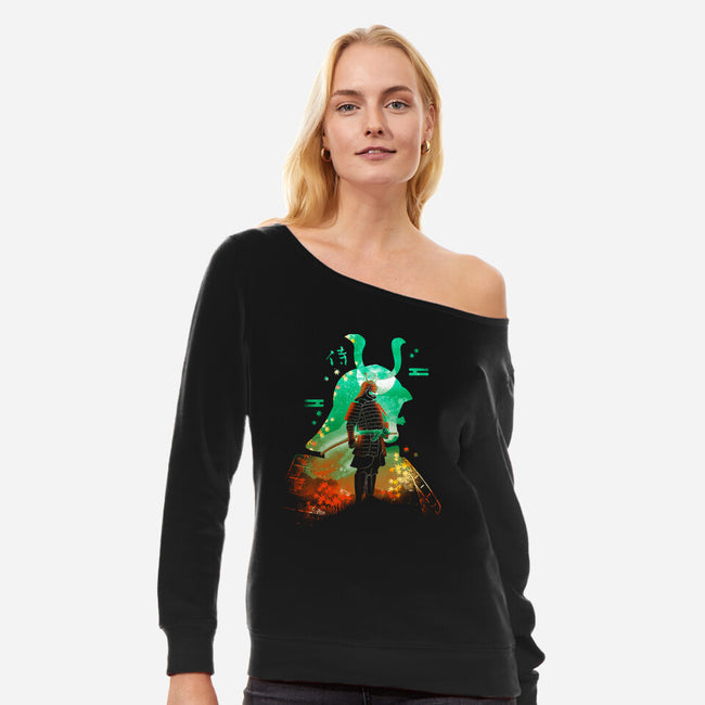 Negative Aki Samurai-Womens-Off Shoulder-Sweatshirt-Donnie