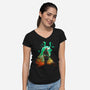 Negative Aki Samurai-Womens-V-Neck-Tee-Donnie