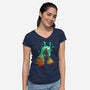 Negative Aki Samurai-Womens-V-Neck-Tee-Donnie