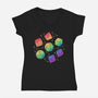 Rainbow Galaxy DND Dice-Womens-V-Neck-Tee-xMorfina