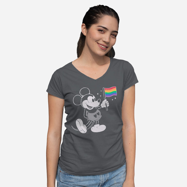 Mickey Pride-Womens-V-Neck-Tee-xMorfina