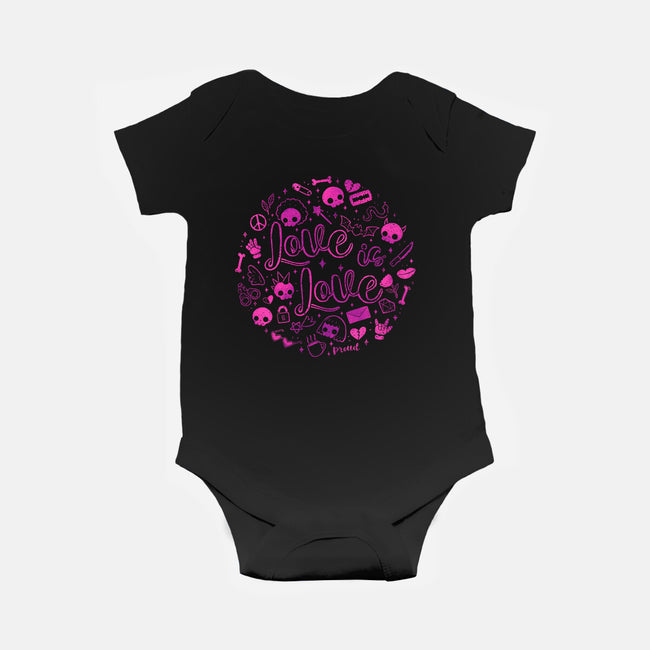 Love Is Love Pink Skulls-Baby-Basic-Onesie-xMorfina