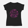 Love Is Love Pink Skulls-Womens-V-Neck-Tee-xMorfina