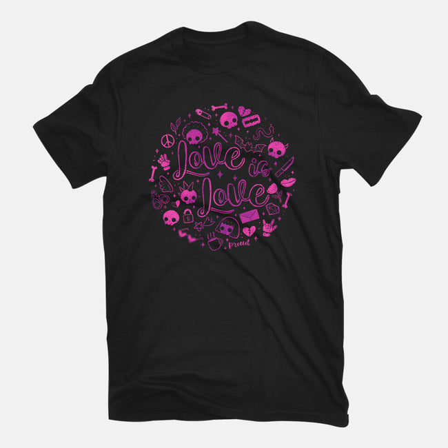 Love Is Love Pink Skulls-Mens-Basic-Tee-xMorfina