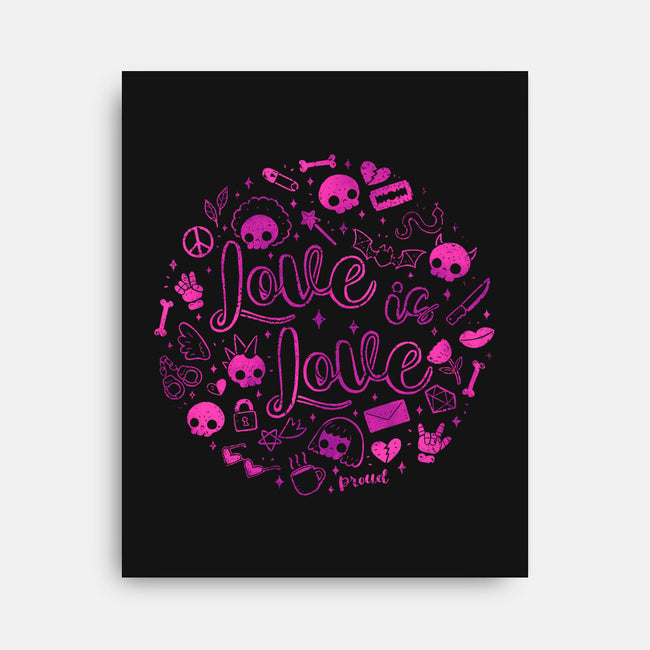 Love Is Love Pink Skulls-None-Stretched-Canvas-xMorfina