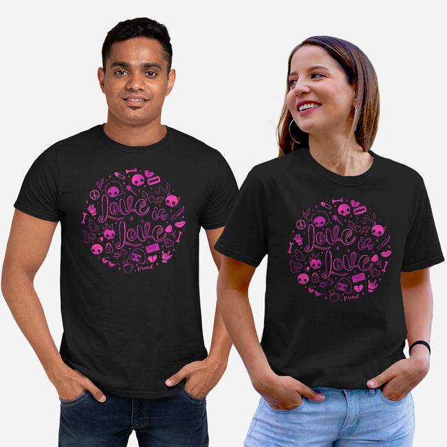 Love Is Love Pink Skulls-Unisex-Basic-Tee-xMorfina