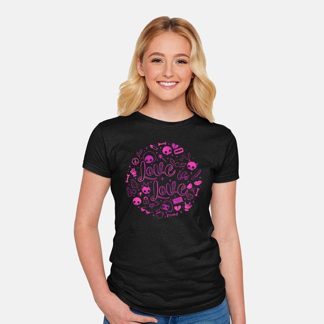 Love Is Love Pink Skulls-Womens-Fitted-Tee-xMorfina