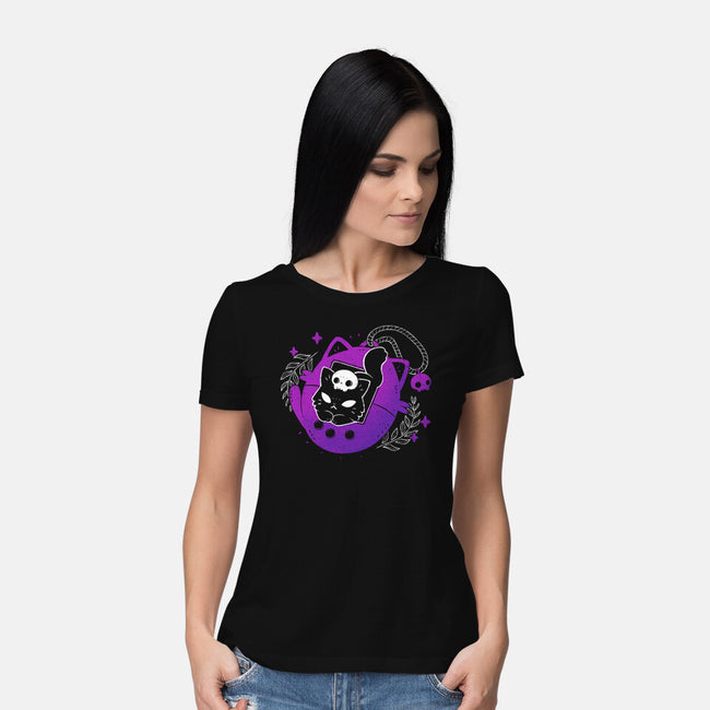 Black Cat Tamagotchi-Womens-Basic-Tee-xMorfina