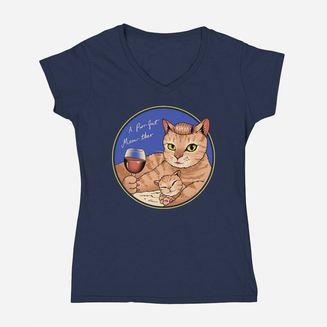 Purrfect Meowther-Womens-V-Neck-Tee-vp021