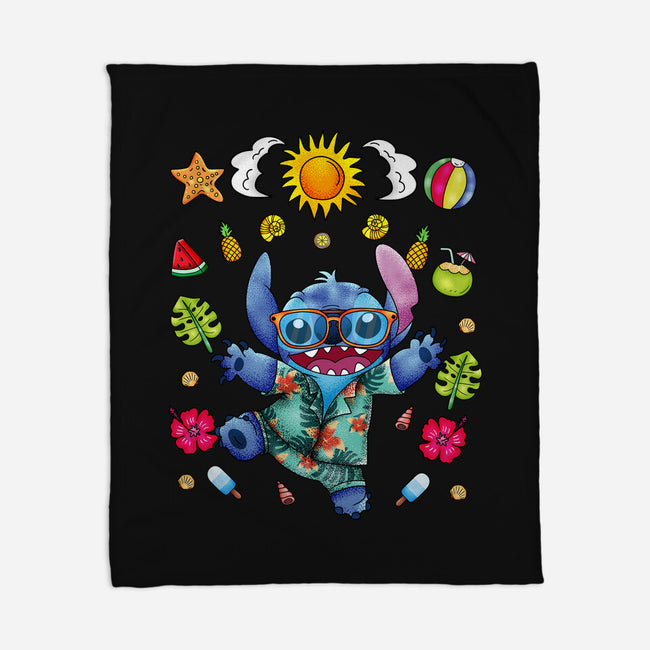 Ohana Stitch Summer-None-Fleece-Blanket-JamesQJO