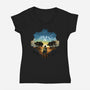 Fallout Landscape-Womens-V-Neck-Tee-dandingeroz