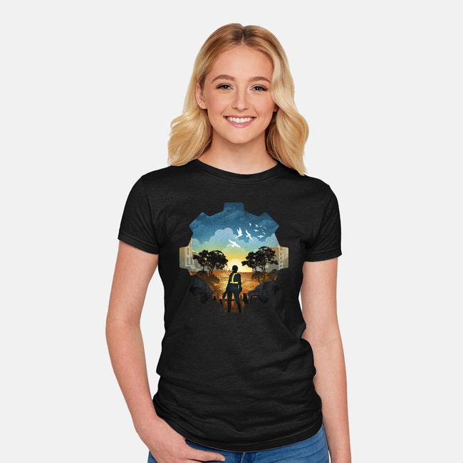 Fallout Landscape-Womens-Fitted-Tee-dandingeroz