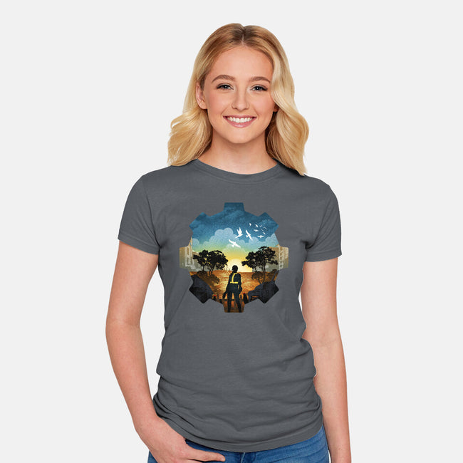 Fallout Landscape-Womens-Fitted-Tee-dandingeroz