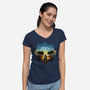 Fallout Landscape-Womens-V-Neck-Tee-dandingeroz