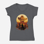 Wasteland Sunset-Womens-V-Neck-Tee-dandingeroz