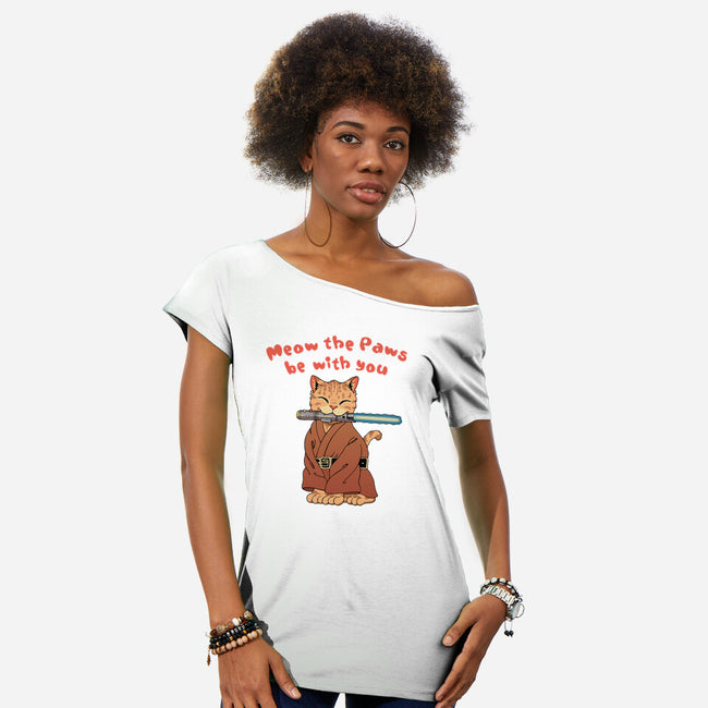 Meow The Paws Be With You-Womens-Off Shoulder-Tee-vp021