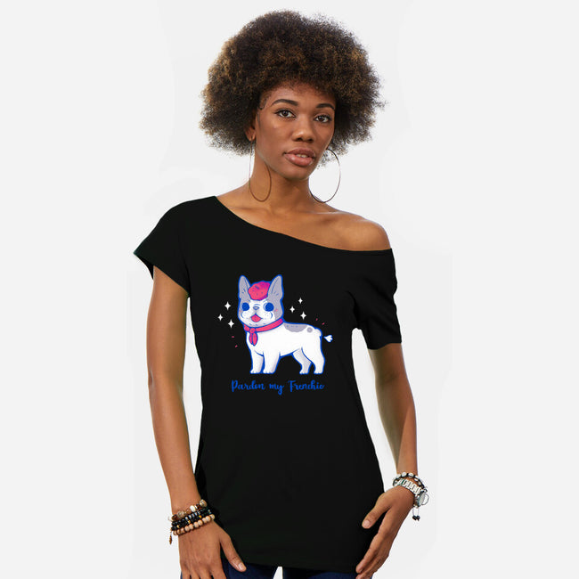 Cute Pardon My Frenchie-Womens-Off Shoulder-Tee-xMorfina