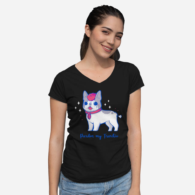 Cute Pardon My Frenchie-Womens-V-Neck-Tee-xMorfina