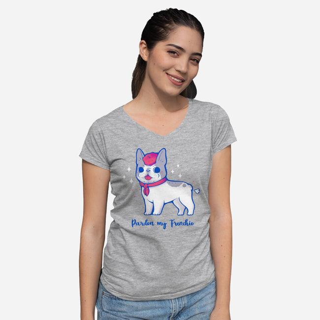 Cute Pardon My Frenchie-Womens-V-Neck-Tee-xMorfina