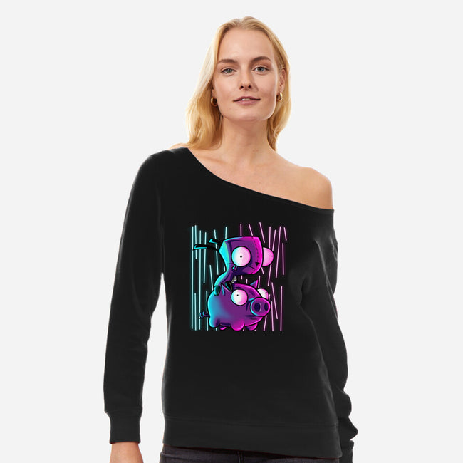 Hog Neon Rider-Womens-Off Shoulder-Sweatshirt-nickzzarto