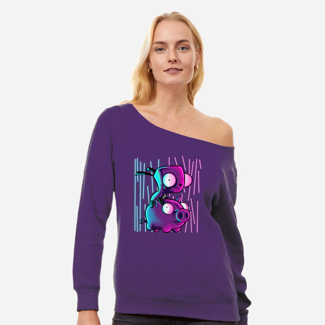 Hog Neon Rider-Womens-Off Shoulder-Sweatshirt-nickzzarto