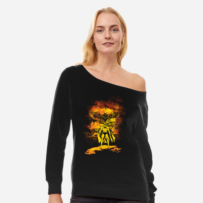 Bat Night-Womens-Off Shoulder-Sweatshirt-dalethesk8er