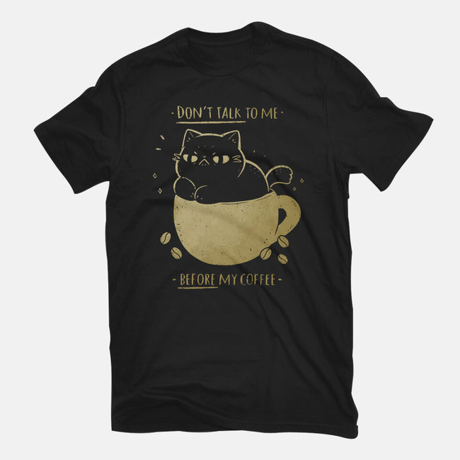 Angry Cat Before Coffee-Womens-Basic-Tee-xMorfina