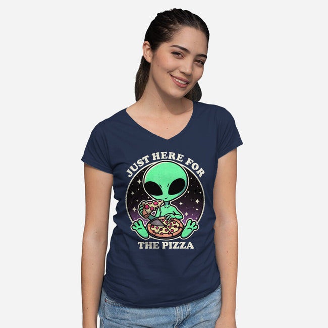 Aliens Love Pizza-Womens-V-Neck-Tee-fanfreak1