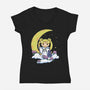 Kokeshi Moon Princess-Womens-V-Neck-Tee-ellr