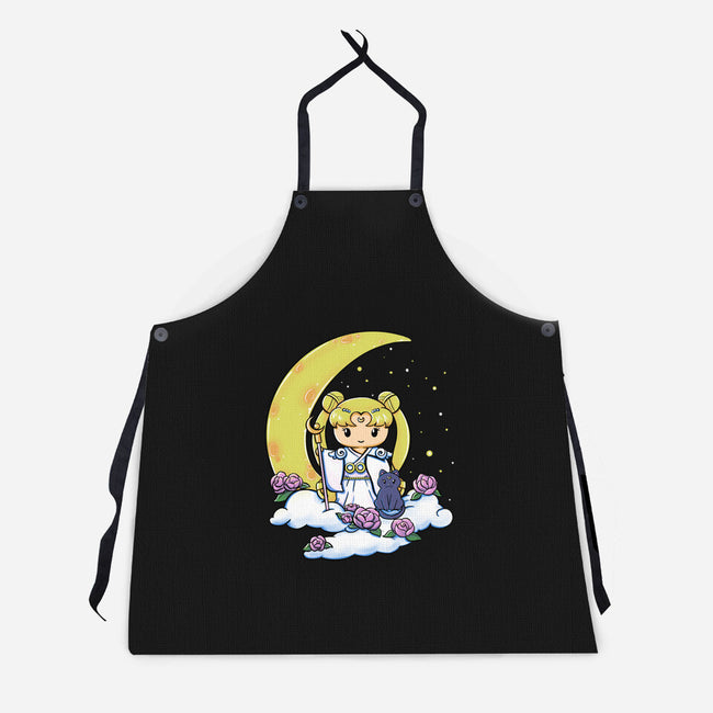 Kokeshi Moon Princess-Unisex-Kitchen-Apron-ellr