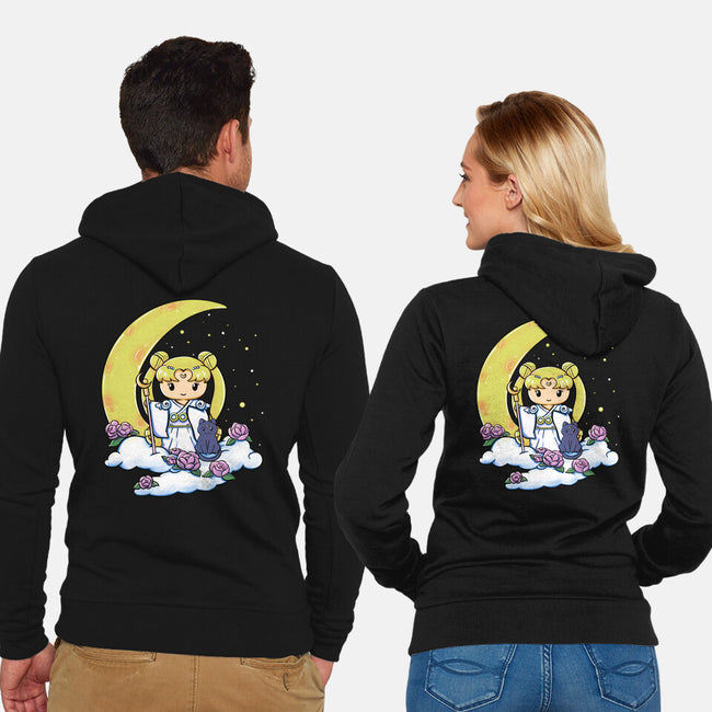 Kokeshi Moon Princess-Unisex-Zip-Up-Sweatshirt-ellr