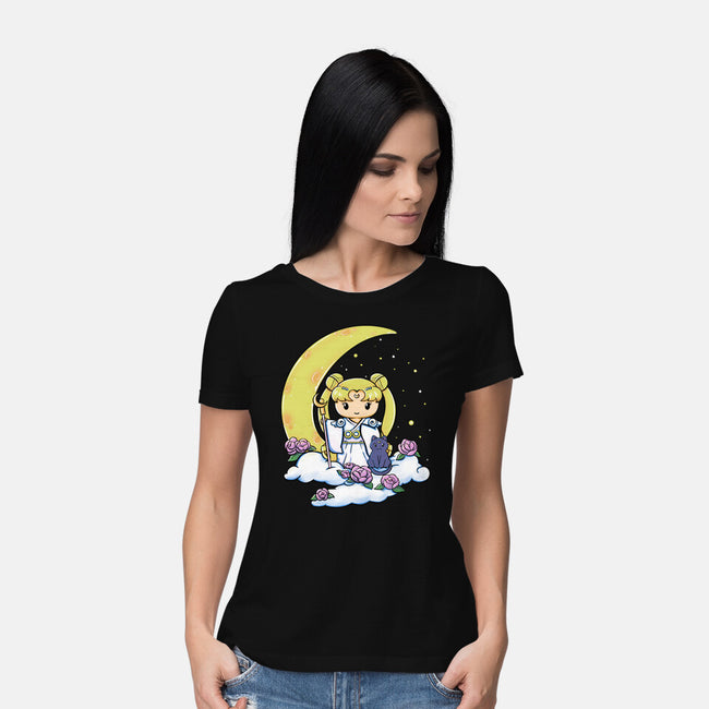 Kokeshi Moon Princess-Womens-Basic-Tee-ellr