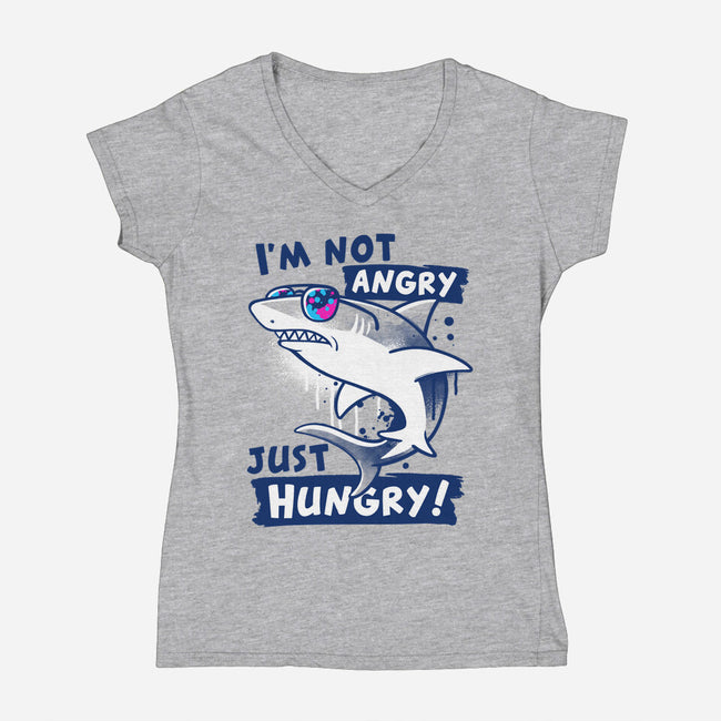 Just Hungry Shark-Womens-V-Neck-Tee-NemiMakeit