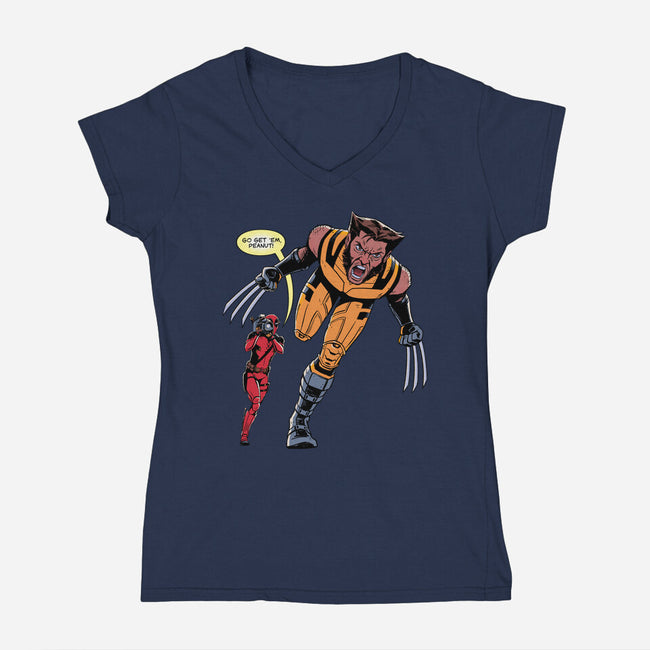 Go Get Em Peanut-Womens-V-Neck-Tee-jmcg