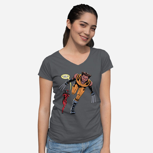 Go Get Em Peanut-Womens-V-Neck-Tee-jmcg