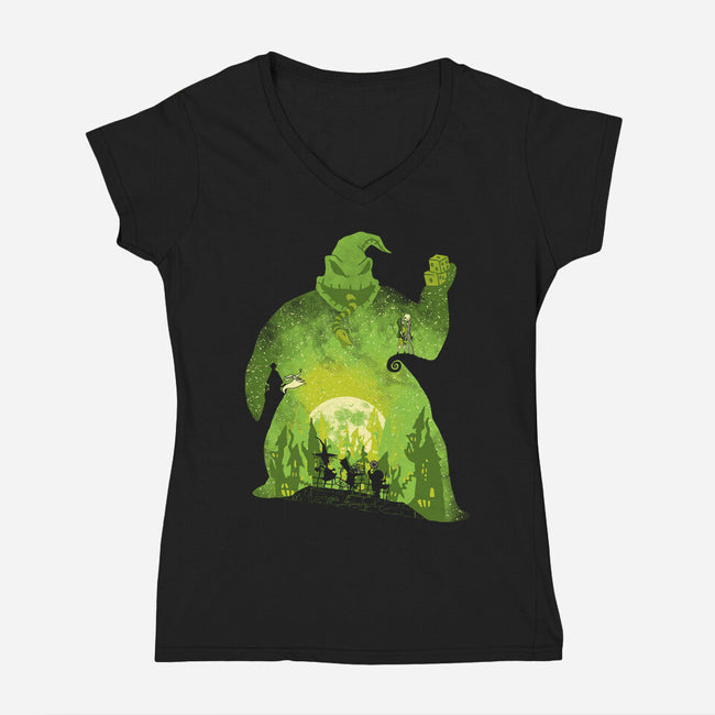 Evil Boogeyman-Womens-V-Neck-Tee-dalethesk8er