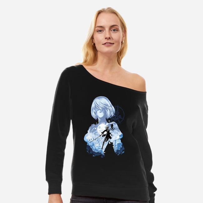 Project YorHa-Womens-Off Shoulder-Sweatshirt-hypertwenty